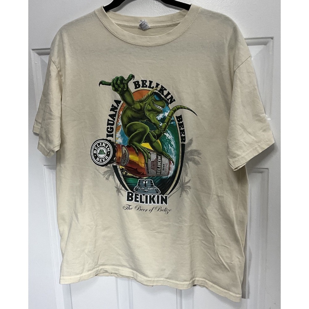 Vintage "Belikin Iguana Beer" Souvenir Shirt "The Beer of Belize" Men's Large